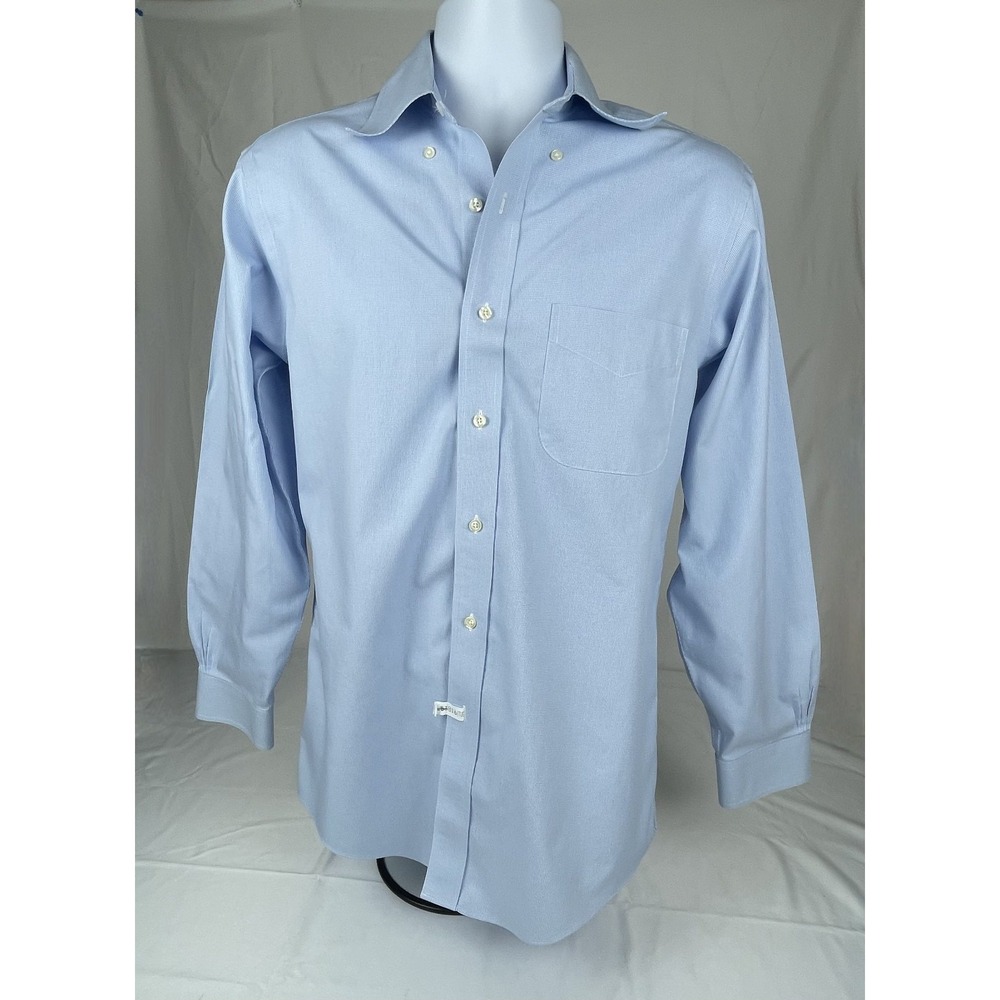 BROOKS BROTHERS ORIGINAL POLO SHIRT MENS 14 1/ 2/3 BLUE CHECK BUTTON DOWN COTTON